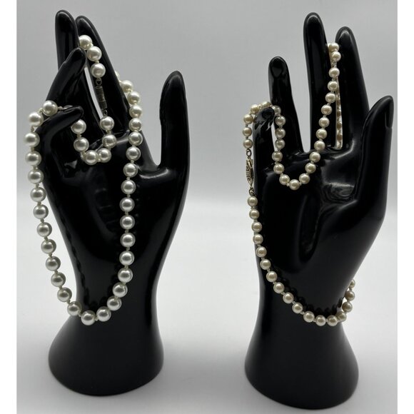 Lot of 2 Vintage Faux Pearl Necklaces Monet and Unbranded 5mm and 8mm Faux Pearl - Picture 2 of 10